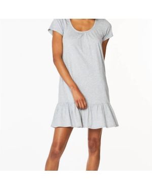 Bobi Cotton Ruffle Hem Tee Dress - Blue