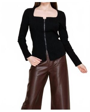 White Birch Zipped Up Top - Black