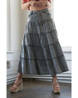 TRUEDAMES Simple Statement Denim Midi Skirt - Gray