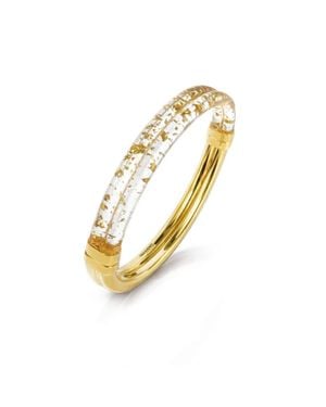 Gold & Honey Ridge Lucite Hinge Bangle - Metallic