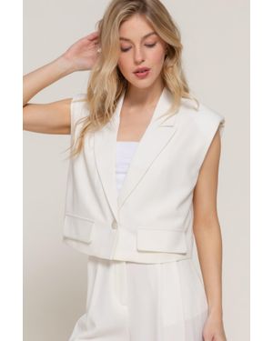 TRUEDAMES Lapel Collar W/Shoulder Pads Vest - White