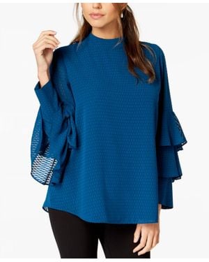 Alfani Textured Tiered Sleeve Top - Blue