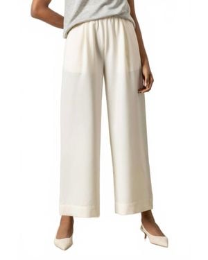 Lilla P Wide Leg Pull On Pant With Pockets - White