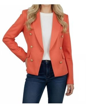 oolala Double Breasted Faux Suede Blazer - Red