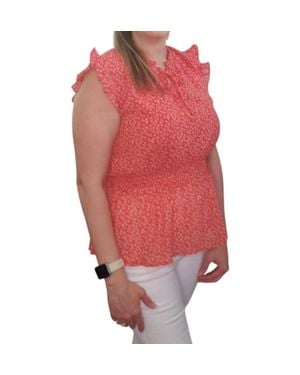 Hayden LA Ditzy Floral Tie Neck Blouse - Red