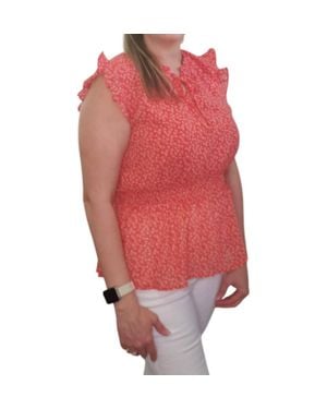 Hayden LA Ditzy Floral Tie Neck Blouse - Red