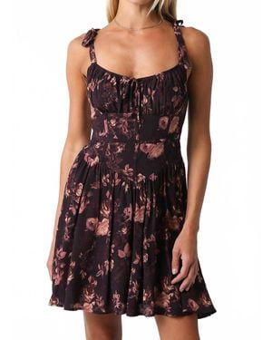 Olivaceous Floral Corset Dress - Black
