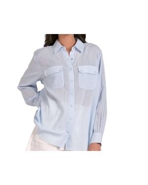 Elan Lightweight Gauze Snap Shirt - Blue