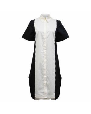 Mary Katrantzou Short Sleeve Two Tone Shirt Dress - Black