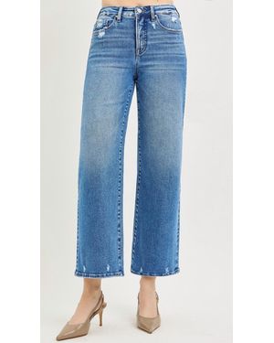 Risen High Rise Tummy Control Crop Wide Leg Jeans - Blue
