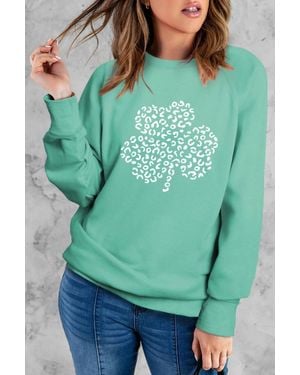 Shiying Fashion Print Long Sleeve Sweatshirt - Green
