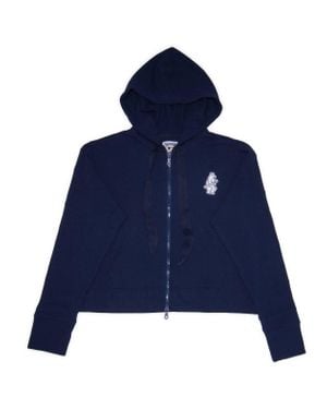 Terez Cubs Logo Ribbed Crop Hoodie - Blue