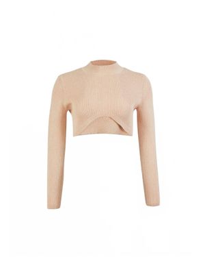 Fleur du Mal Knit Cropped Turtleneck Top - White