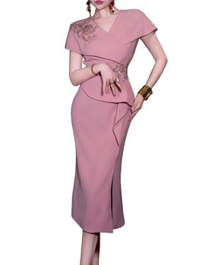 BURRYCO Short Sleeve Midi Dress - Purple