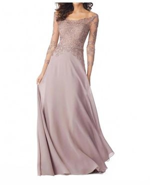 Mgny Beaded Embroidery On Net Chiffon Gown - Purple