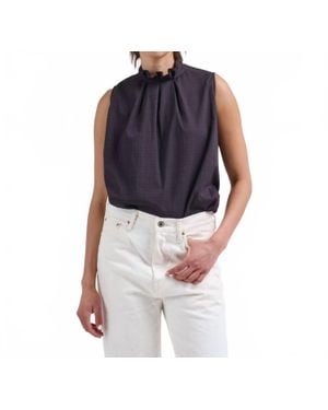 Chimala Sleeveless Tuck Collar Blouse - Blue