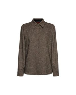 Elena Miro Wool-Blend Tweed Shirt - Brown
