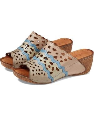 Spring Step Footy Sandals Blush Multi Slip-On Wedge Heel Gal2124 - Metallic