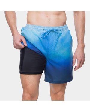 Rokka&Rolla 7' Tie Dye Swim Shorts With Compression Liner - Blue