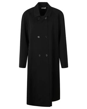 The Row Emma Double-Breasted Cape Coat - Black