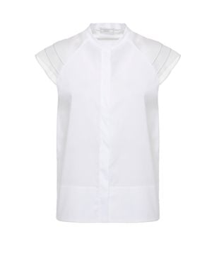 Peserico Silk Shoulders Cotton Blouse - White