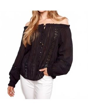 Charlie b Cotton Voile Off-Shoulder Blouse - Black