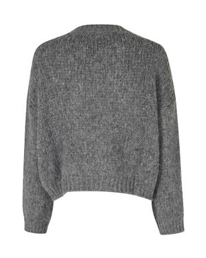 Roberto Collina V-Neck Knit Sweater With Ribbed Trim And Relaxed Fit - Gray