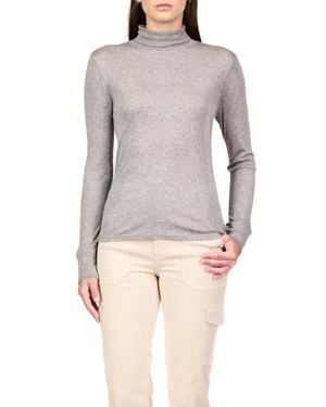 Sanctuary Exposed Seam Knit Mock Neck Sweater - Gray