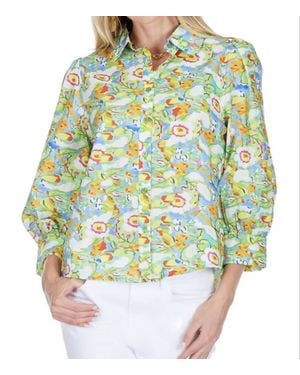 J joy Back Pleat Blouse - Green