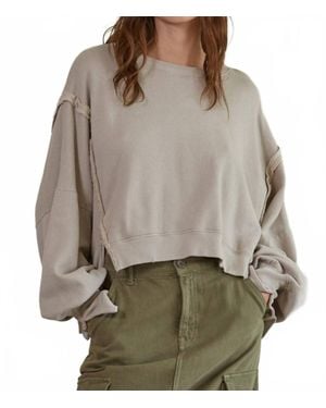 By Together Cropped Sweatshirt With Cuffed Sleeve - Gray