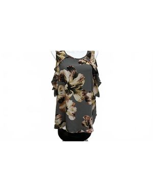 Janette Plus Cut Sleeve Top - Black