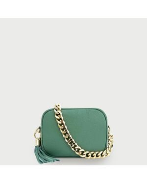 Apatchy London Pistachio Leather Crossbody Bag With Chain Strap - Green