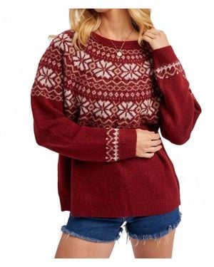 Bluivy Holiday Faire Isle Knit Sweater - Red