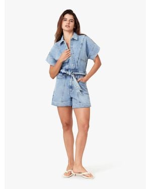 Habitual Rolled Cuff Romper - Blue