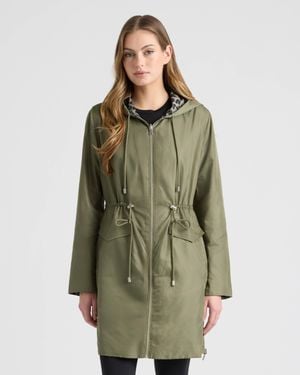 Ellen Tracy Reversible Coat With Adjustable Waist - Green