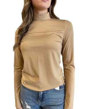 Wishlist So Smooth Mock Neck Long Sleeve Top - Blue