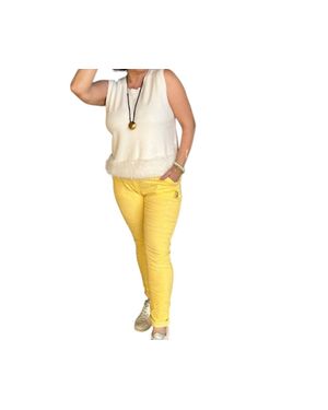 Made In Italy Sunshine Mineral Washed Italian Magic Pants - Yellow