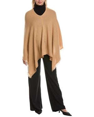 Amicale Cashmere Fringe Asymmetrical Cashmere Poncho - Natural