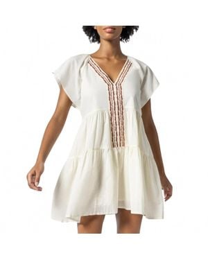Lilla P Flutter Sleeve Tiered Dress - White