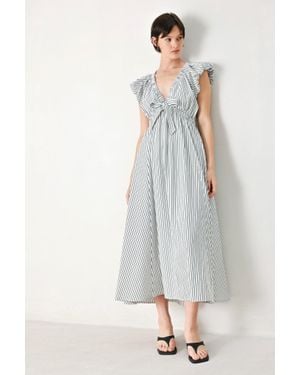 TRUEDAMES Whisper Stripe Woven Midi Dress - Gray