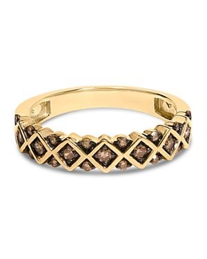 Haus of Brilliance 10K Plated .925 Sterling 1/4 Cttw Champagne Diamond Geometric Band Ring - Metallic