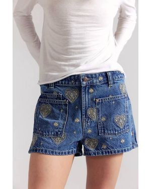 Free People Bettie Embroidered Short - Blue