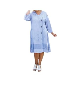 On The Plus Side Eden 3/4 Sleeve Dress - Blue