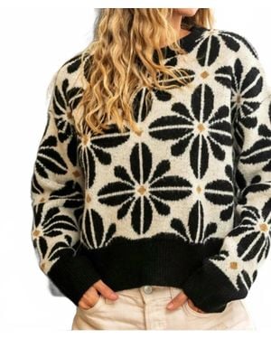 Bibi Long Sleeve Flower Sweater Top - Multicolor