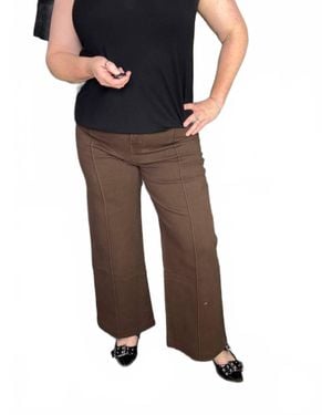 Risen Front Seam Wide Leg Pants - Black