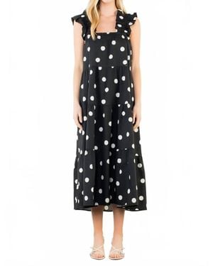 Thml Amy Ruffle Sleeve Tiered Midi Dress - Black