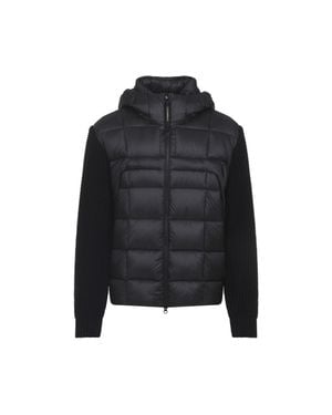 C.P. Company Wool Knit Jacket With Padded Hood - Black