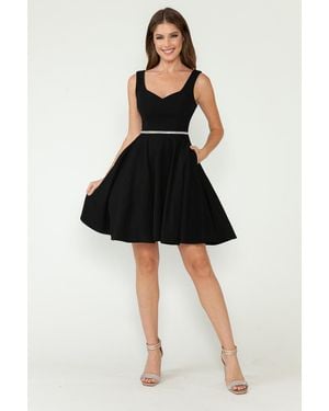 TRUEDAMES Cocktail Dress Sweetheart Sleeveless A-Line Dress - Black