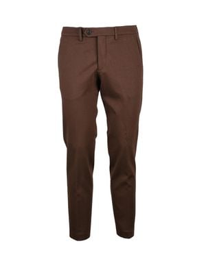 Michael Coal Stretch Pants With Tailored Slim Fit - Brown