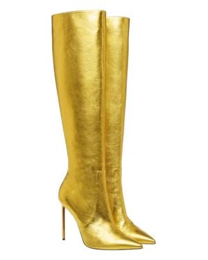 Bally Barbra Laminated Knee High Leather Boots - Yellow